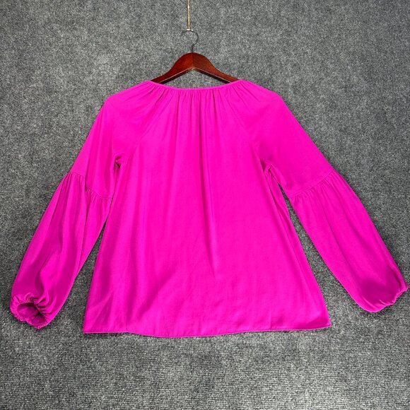 Lilly Pulitzer Top Womens XXS Purple Long Sleeve Popover Blouse Balloon Sleeve - Picture 7 of 8